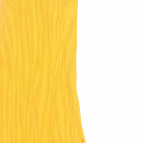 H7M Womens Orange Viscose Tank Dress Size M Round Neck Pullover - Ribbed Backless