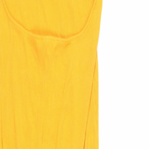 H7M Womens Orange Viscose Tank Dress Size M Round Neck Pullover - Ribbed Backless