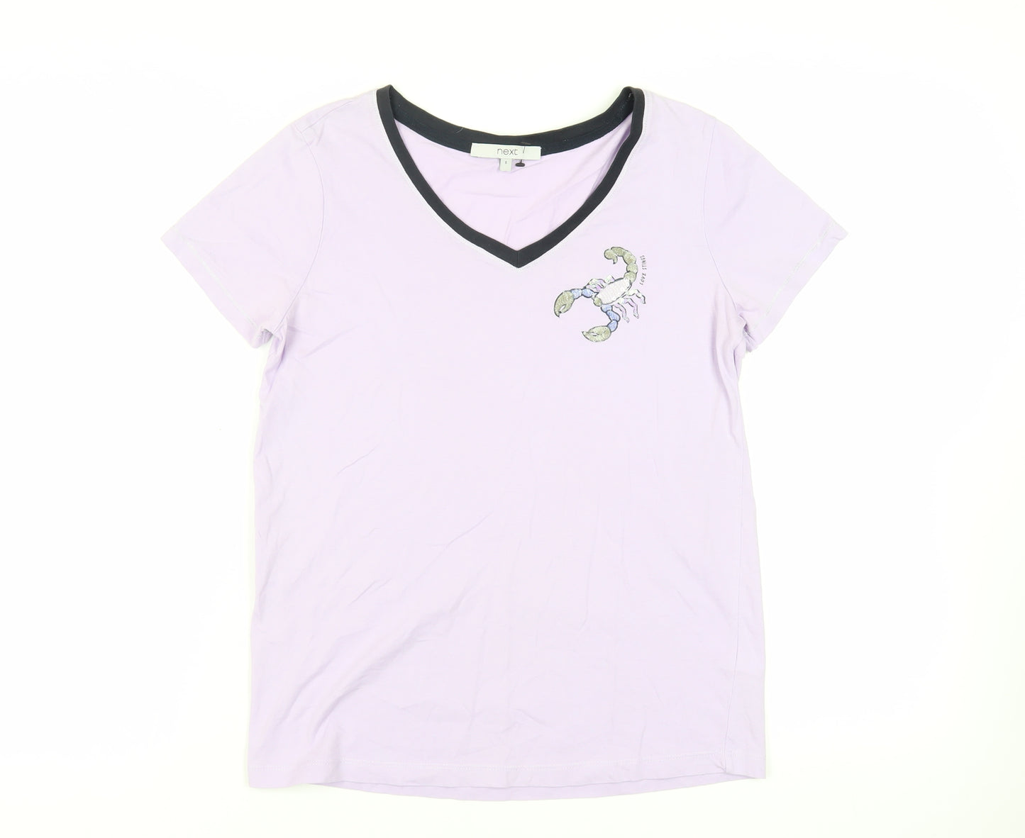 NEXT Womens Purple Cotton Basic T-Shirt Size 8 V-Neck - Scorpion