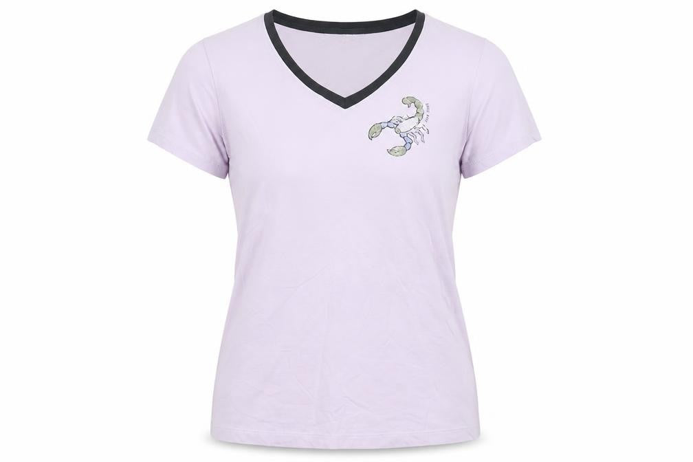Front view of Next women’s purple cotton basic t-shirt, size UK 8, v-neck - scorpion