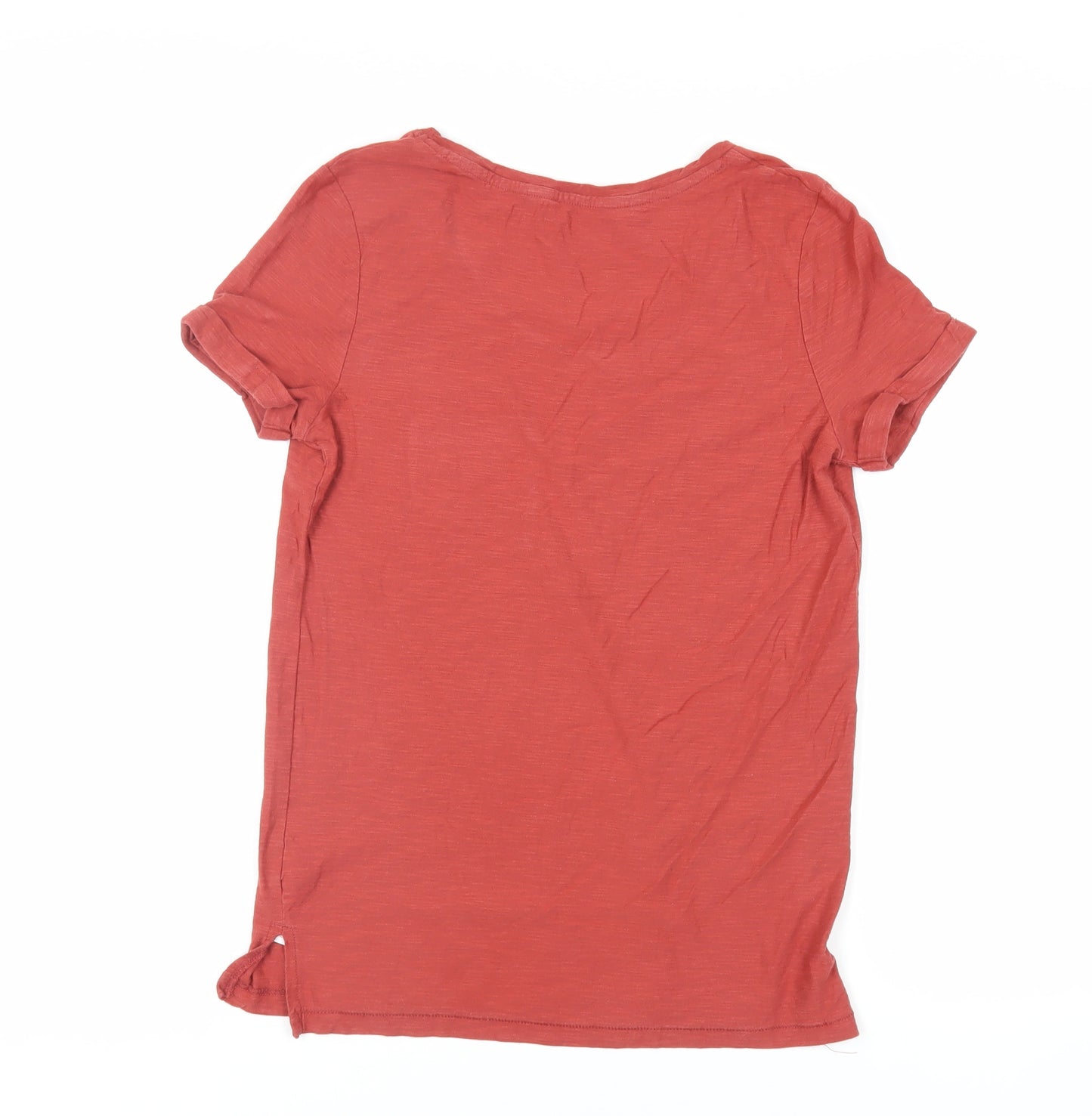 NEXT Womens Red Cotton Basic T-Shirt Size 8 Round Neck - Pocket Detail