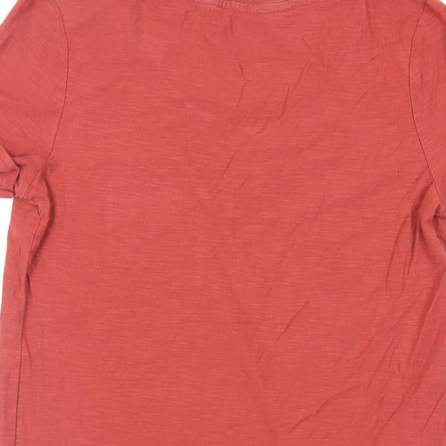 NEXT Womens Red Cotton Basic T-Shirt Size 8 Round Neck - Pocket Detail
