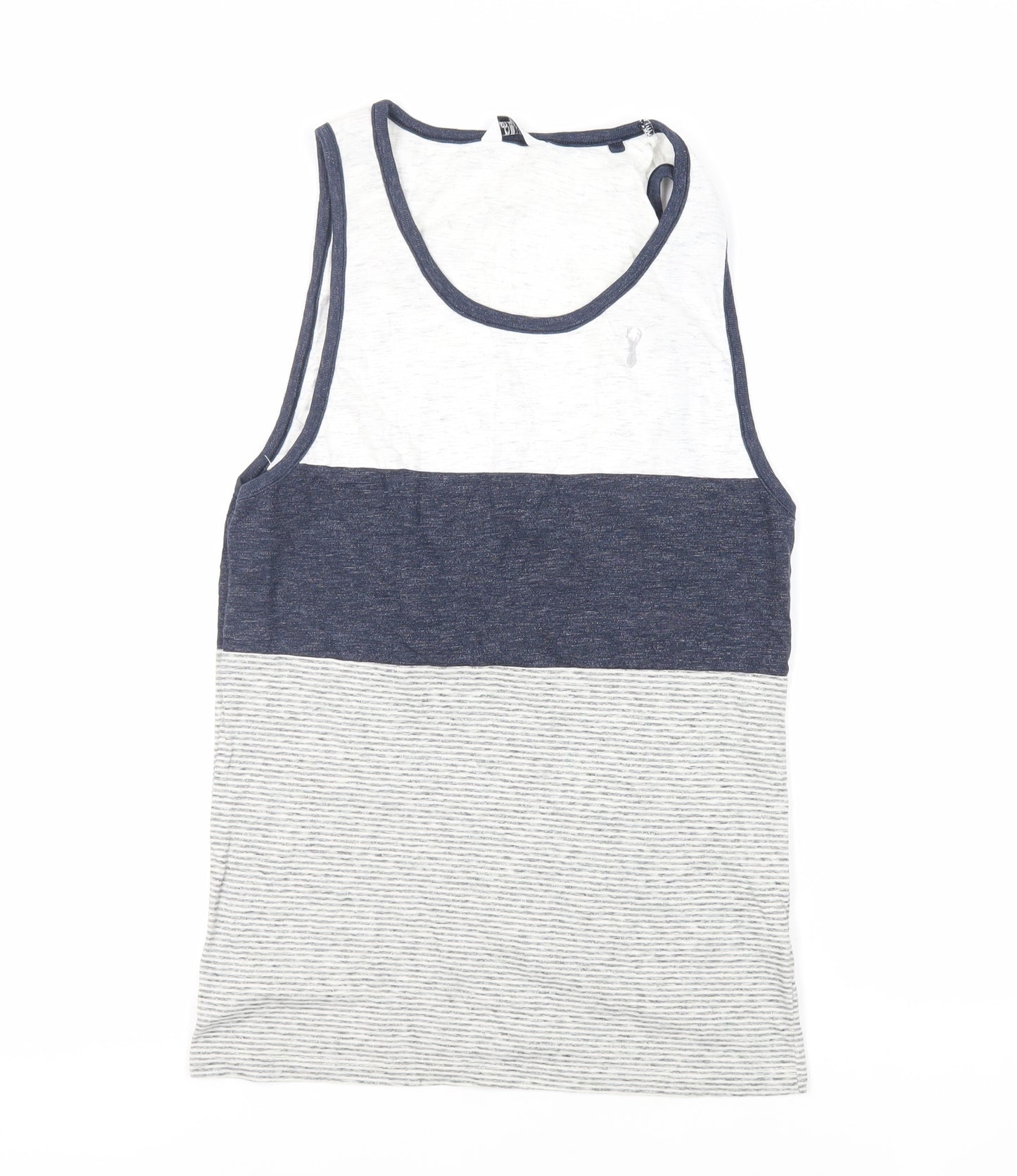 NEXT Mens Grey Striped Cotton T-Shirt Size XS Round Neck