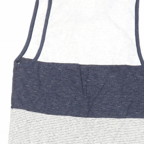 NEXT Mens Grey Striped Cotton T-Shirt Size XS Round Neck