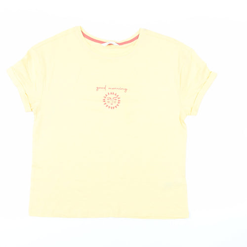 Marks and Spencer Womens Yellow Solid Cotton Top Pyjama Top Size S