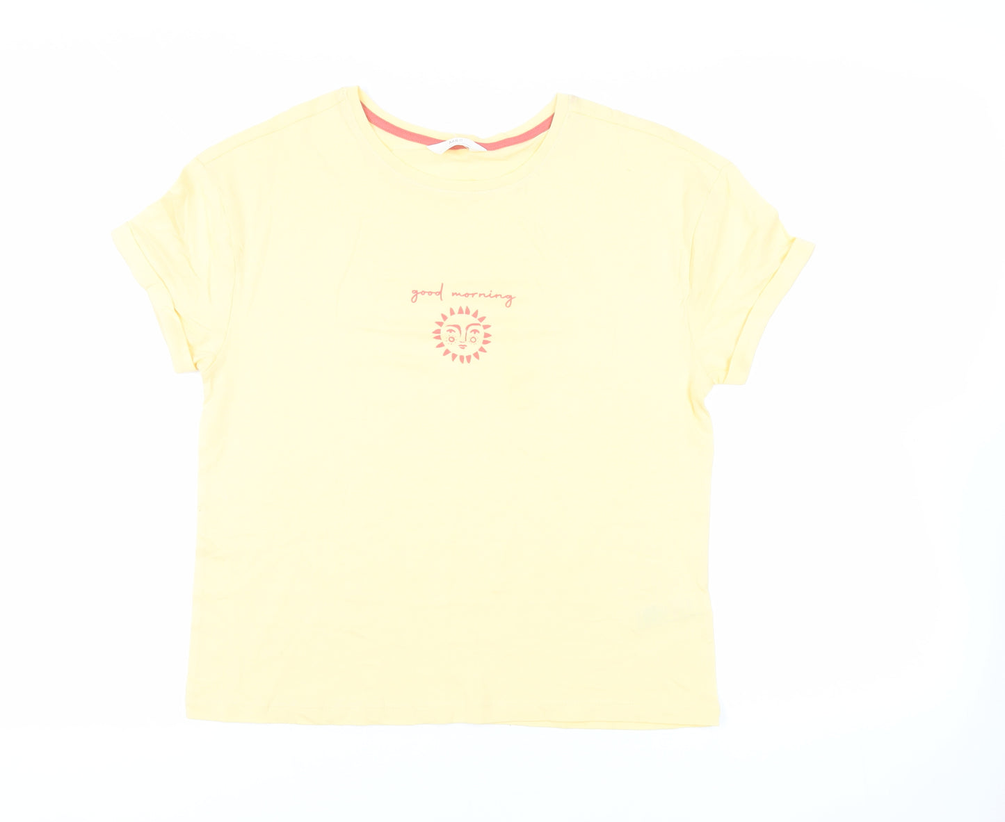 Marks and Spencer Womens Yellow Solid Cotton Top Pyjama Top Size S