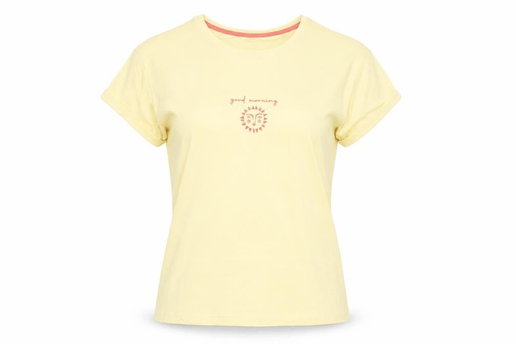 Front view of Marks & Spencer women’s yellow solid cotton top pyjama top, size S