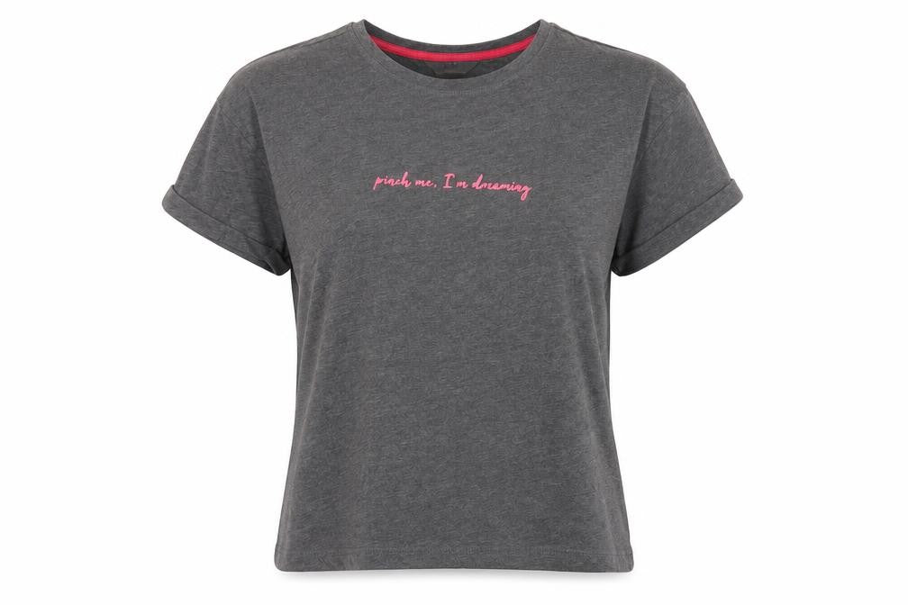 Front view of Marks & Spencer women’s grey solid cotton top pyjama top, size S