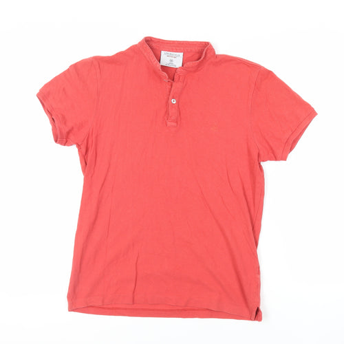 Springfield Mens Red Cotton Polo Size M Collared Button