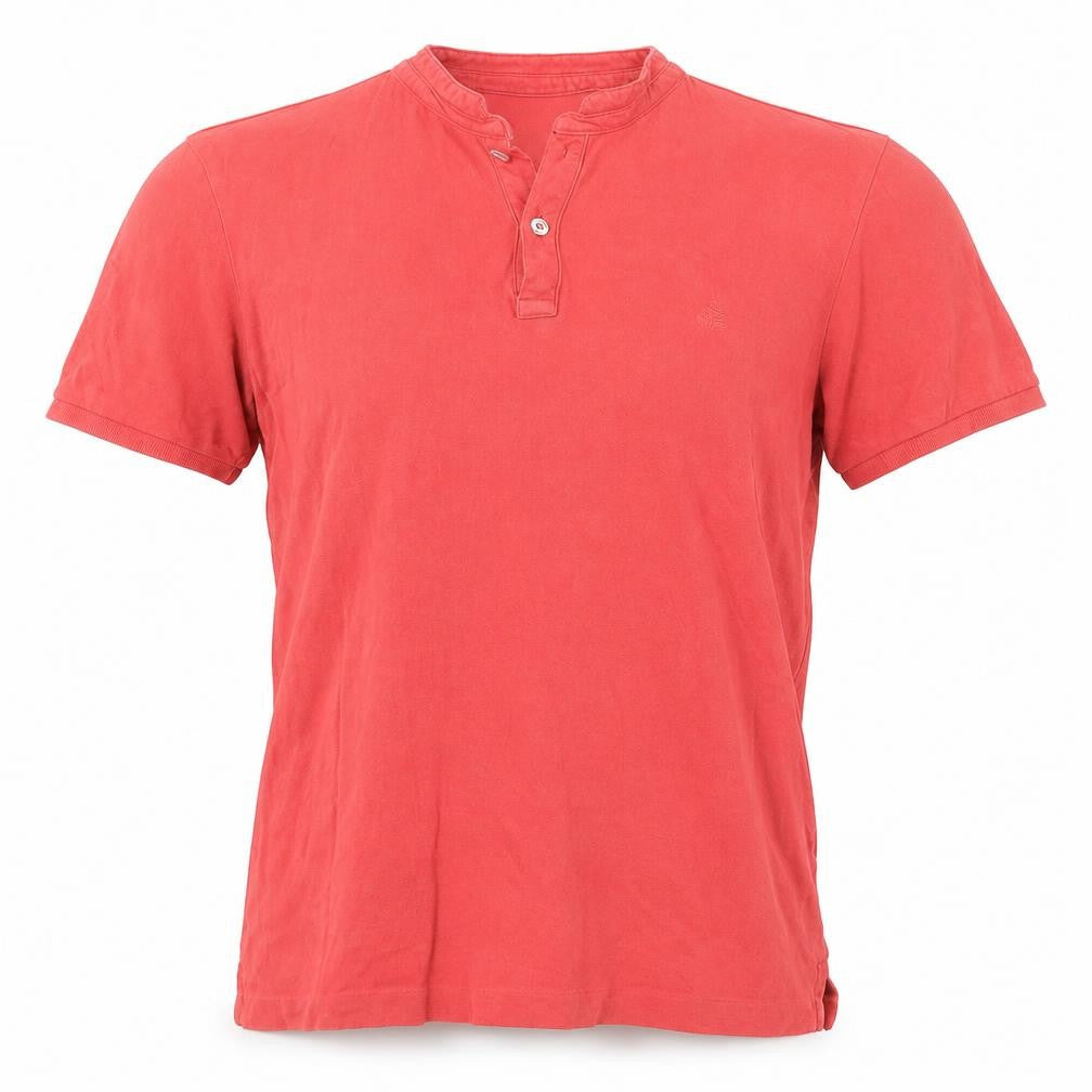 Front view of Springfield men’s red cotton polo, size M, collared button