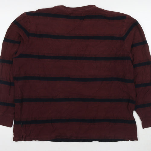 Marks and Spencer Mens Brown Striped Cotton Pullover Sweatshirt Size XL