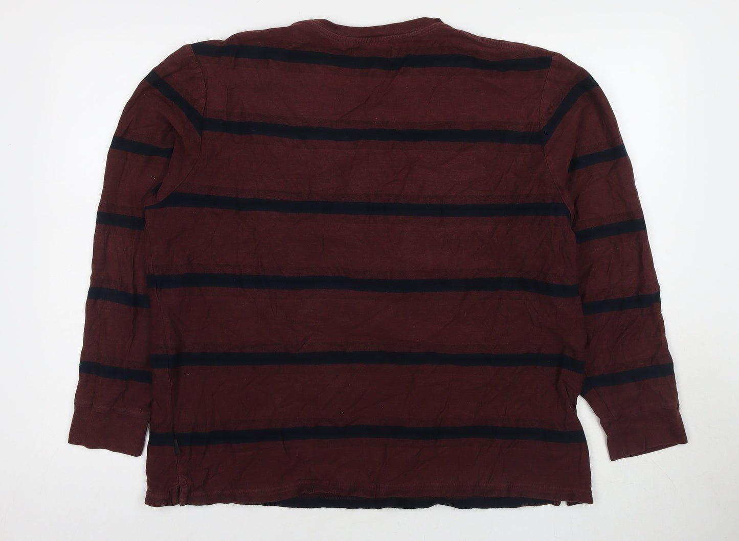 Marks and Spencer Mens Brown Striped Cotton Pullover Sweatshirt Size XL