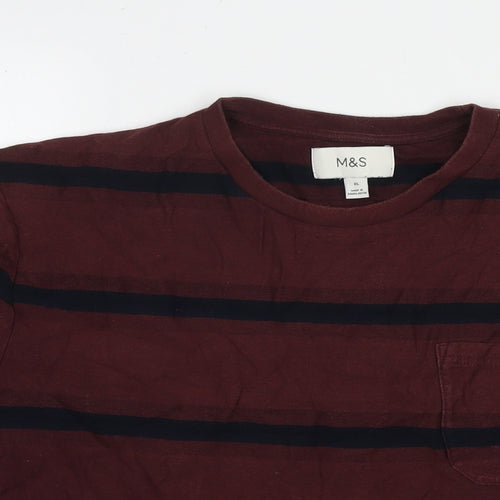 Marks and Spencer Mens Brown Striped Cotton Pullover Sweatshirt Size XL
