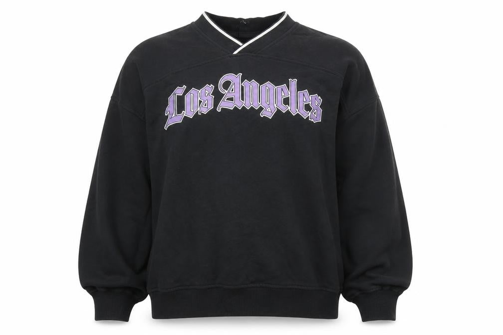 Front view of Divided by H&M women’s grey cotton pullover sweatshirt, size S, pullover - los angeles