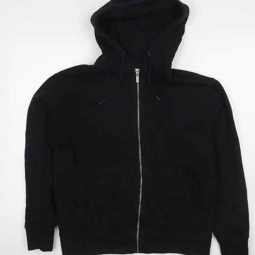 Topman Mens Black Cotton Full Zip Hoodie Size S