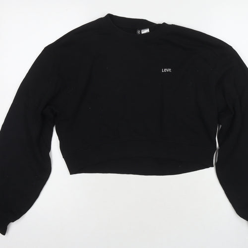 Divided by H&M Womens Black Cotton Pullover Sweatshirt Size S Pullover - Love