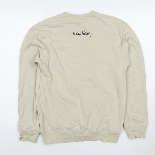 H&M Womens Beige Cotton Pullover Sweatshirt Size XS Pullover - Hearts