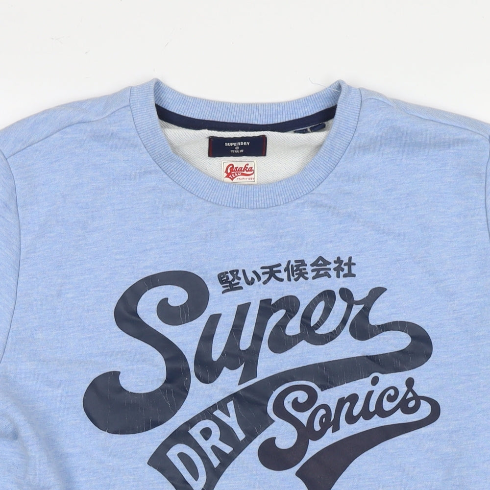 Superdry Womens Blue Cotton Pullover Sweatshirt Size L Pullover - Logo Unisex