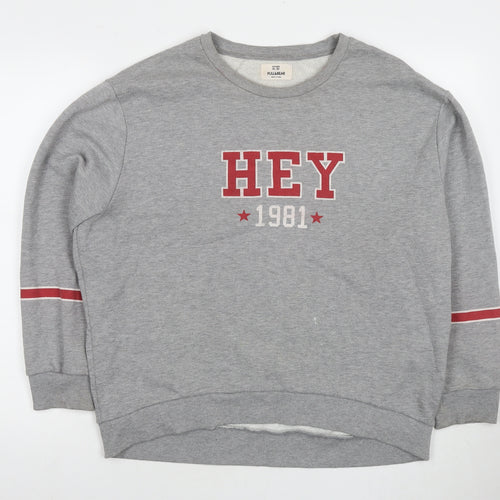 Pull&Bear Womens Grey Cotton Pullover Sweatshirt Size XL Pullover - Hey