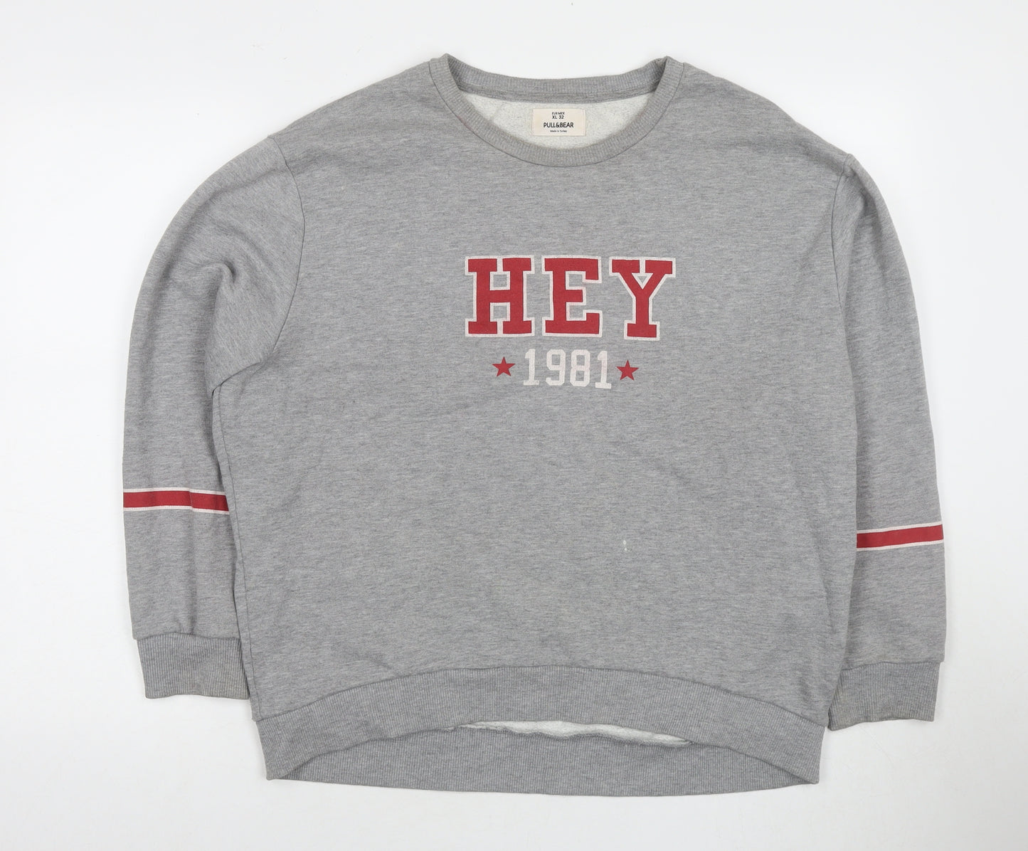 Pull&Bear Womens Grey Cotton Pullover Sweatshirt Size XL Pullover - Hey