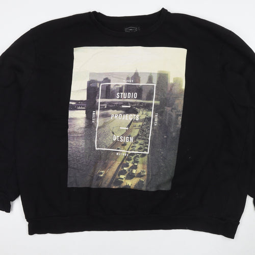 Label J Mens Black Cotton Pullover Sweatshirt Size 4XL - City Studio
