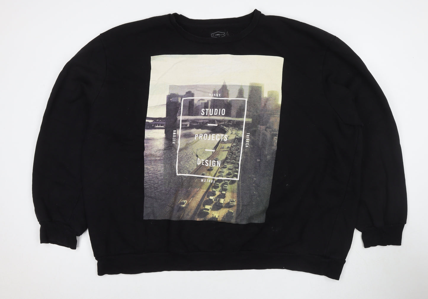 Label J Mens Black Cotton Pullover Sweatshirt Size 4XL - City Studio