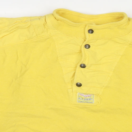 Clark Womens Yellow Cotton Pullover Sweatshirt Size M Snap