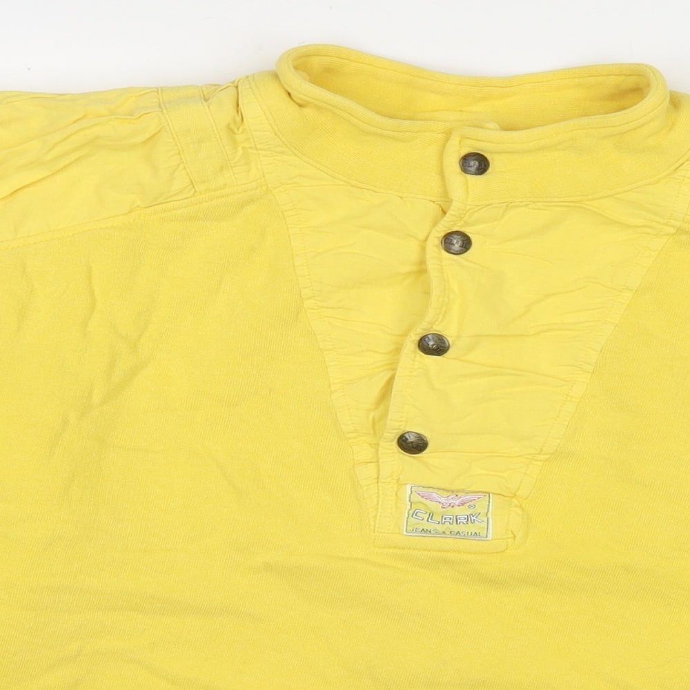 Clark Womens Yellow Cotton Pullover Sweatshirt Size M Snap