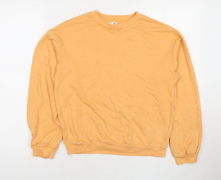 H&M Girls Orange Cotton Pullover Hoodie Size 10-11 Years Pullover - Age 10-12 Years