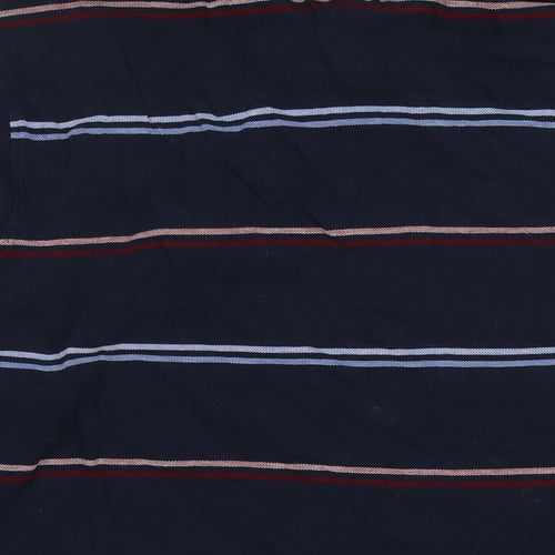 Maine Mens Blue Striped Cotton Polo Size XL Collared Pullover