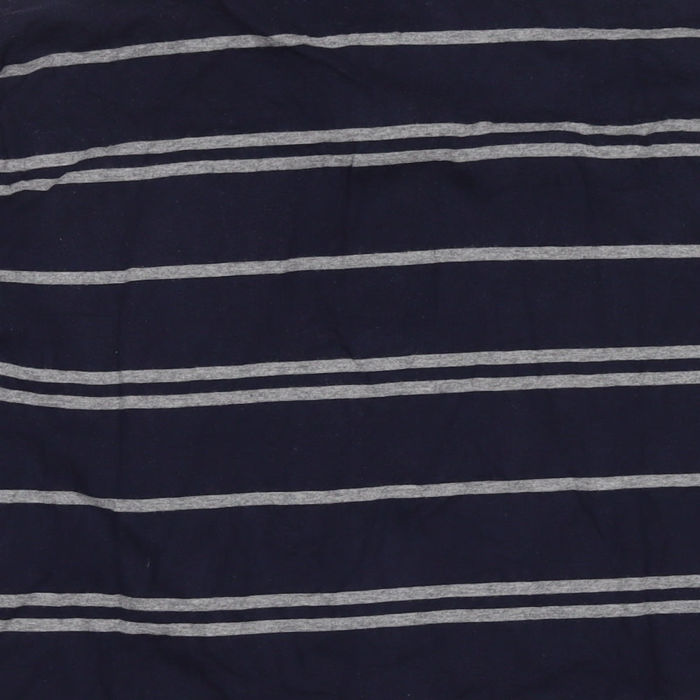 Marks and Spencer Mens Blue Striped Cotton Polo Size XL Collared Pullover