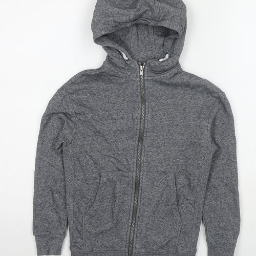 H&M Boys Grey Cotton Full Zip Hoodie Size 8-9 Years Zip