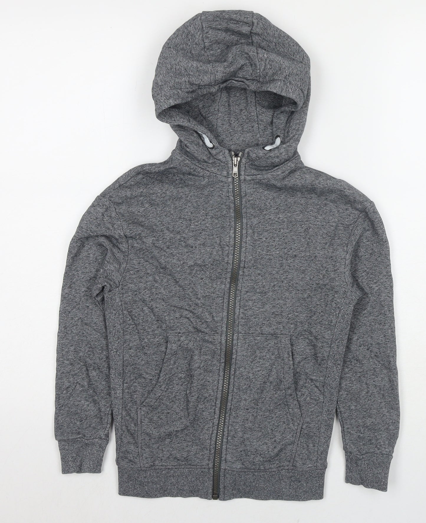 H&M Boys Grey Cotton Full Zip Hoodie Size 8-9 Years Zip