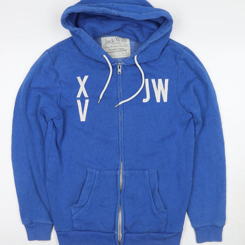 Jack Wills Mens Blue Cotton Full Zip Hoodie Size S