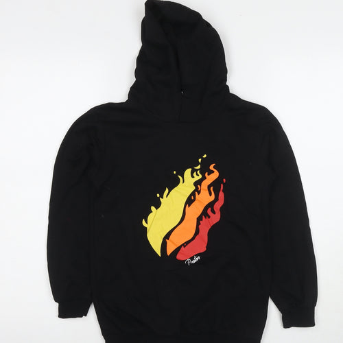 Dgfstm Boys Black Cotton Pullover Hoodie Size 13-14 Years Pullover - Flame