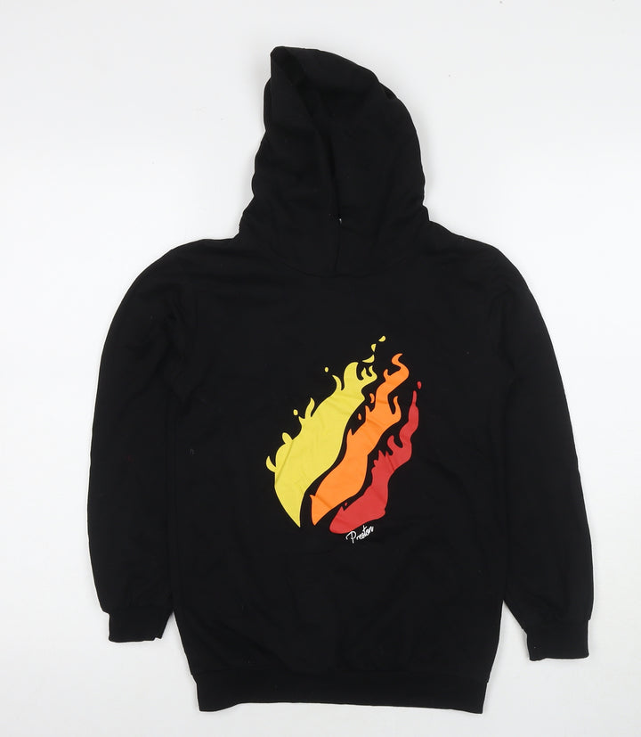 Dgfstm Boys Black Cotton Pullover Hoodie Size 13-14 Years Pullover - Flame