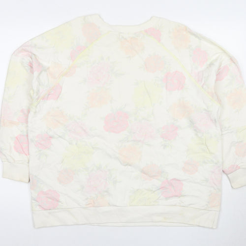 River Island Womens Ivory Floral Cotton Pullover Sweatshirt Size L Pullover - Chanceux