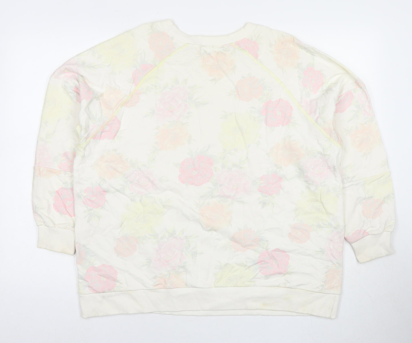River Island Womens Ivory Floral Cotton Pullover Sweatshirt Size L Pullover - Chanceux