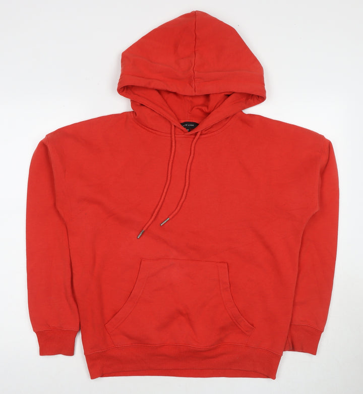 New Look Womens Red Cotton Pullover Hoodie Size 10 Pullover