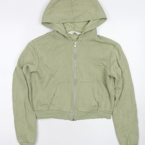 H&M Girls Green Cotton Full Zip Hoodie Size 12-13 Years Zip - Age 12-14 Years