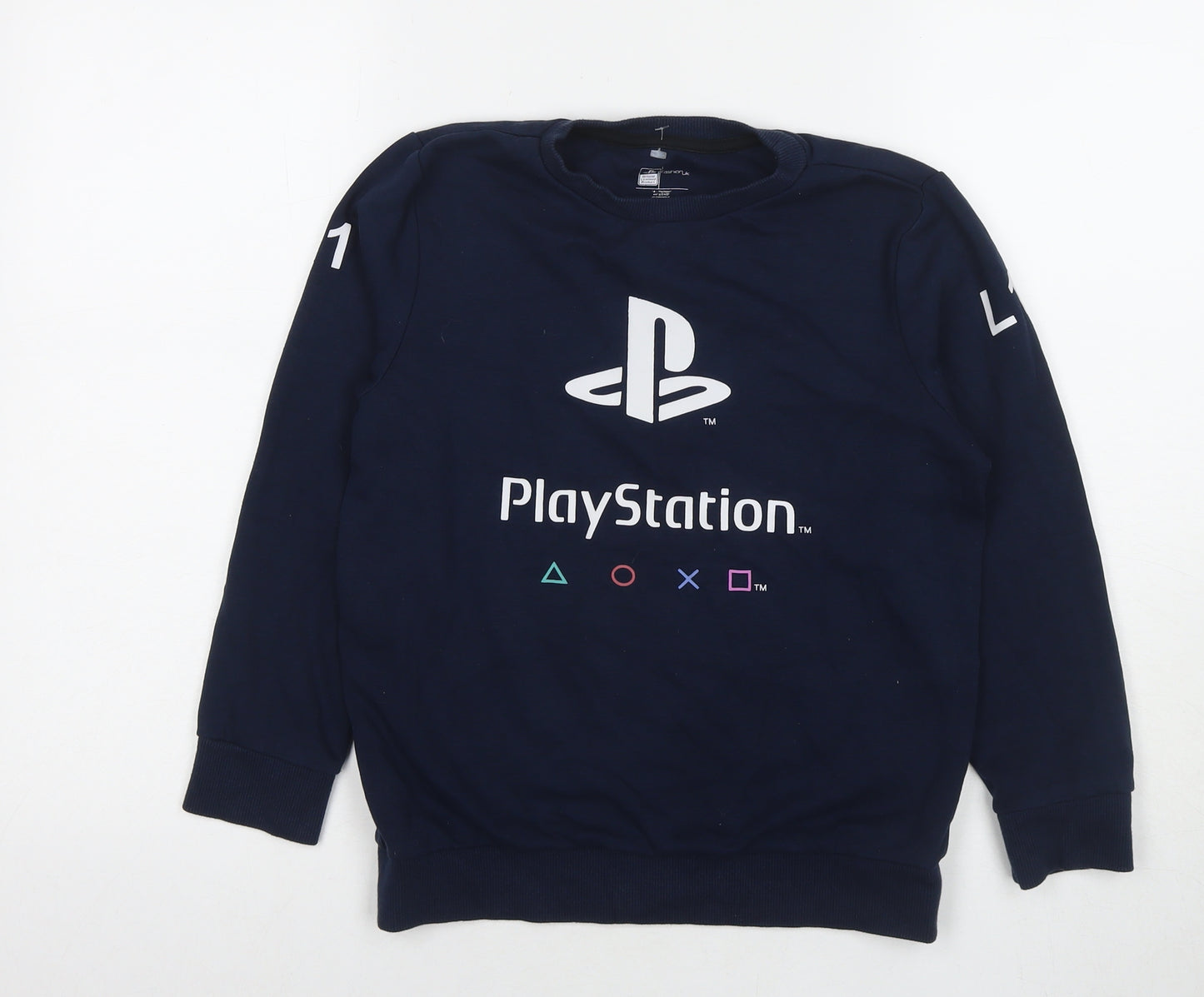 PlayStation Boys Blue Cotton Pullover Hoodie Size 10-11 Years Pullover - Logo