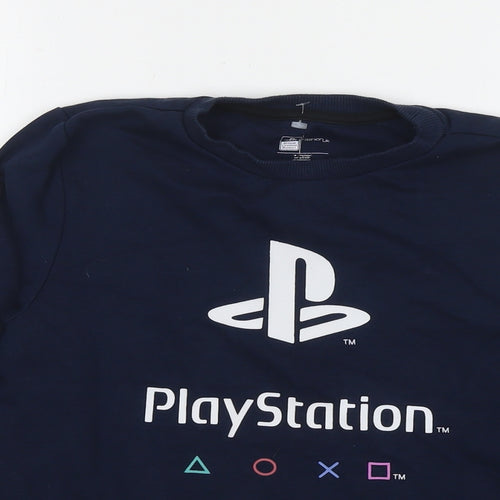 PlayStation Boys Blue Cotton Pullover Hoodie Size 10-11 Years Pullover - Logo