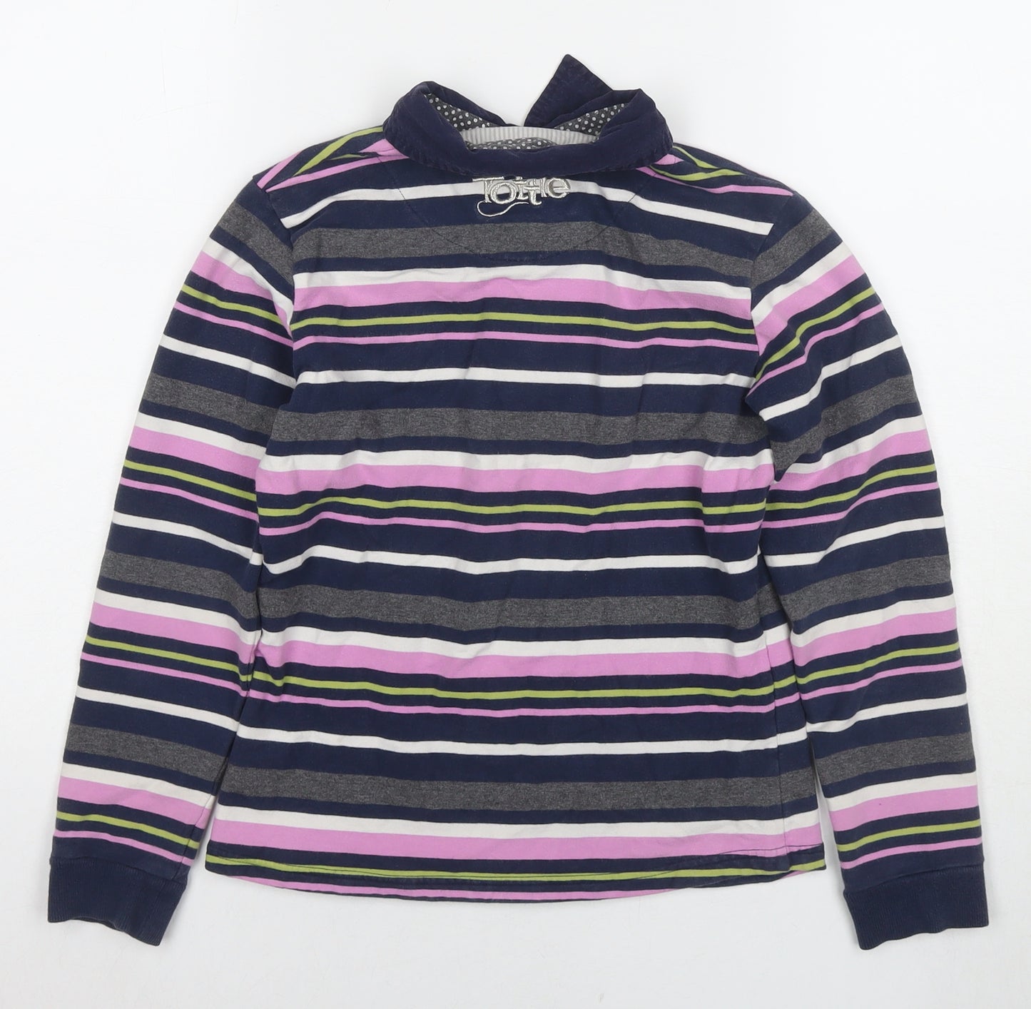 Tottie Womens Multicoloured Striped Cotton Jersey Polo Size XS Collared