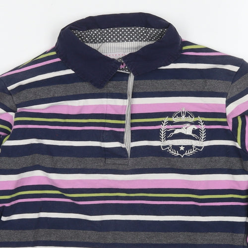 Tottie Womens Multicoloured Striped Cotton Jersey Polo Size XS Collared