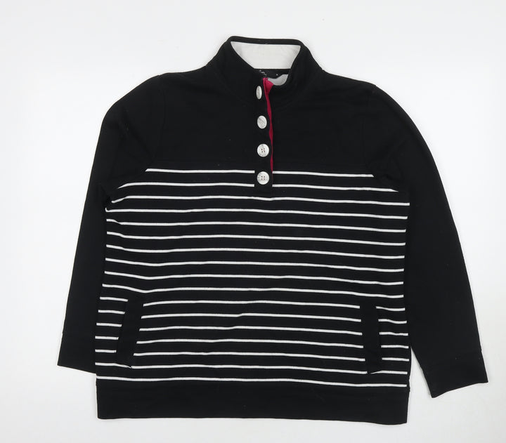 Bonmarché Womens Black Striped Cotton Pullover Sweatshirt Size M Pullover
