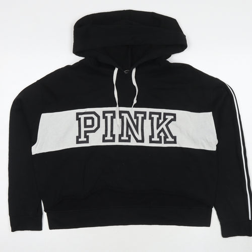 PINK Womens Black Cotton Pullover Sweatshirt Size L Pullover - Logo