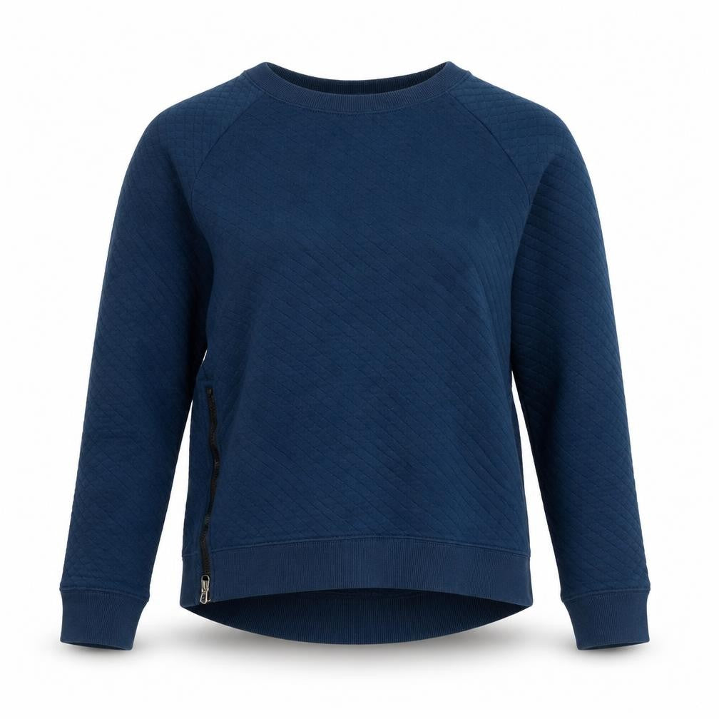 Front view of Kipling women’s blue polyester pullover sweatshirt, size S, pullover