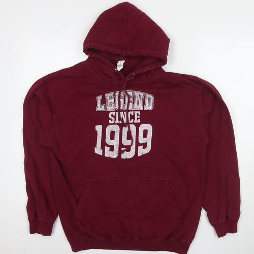 Legend Mens Red Cotton Pullover Hoodie Size M - Logo