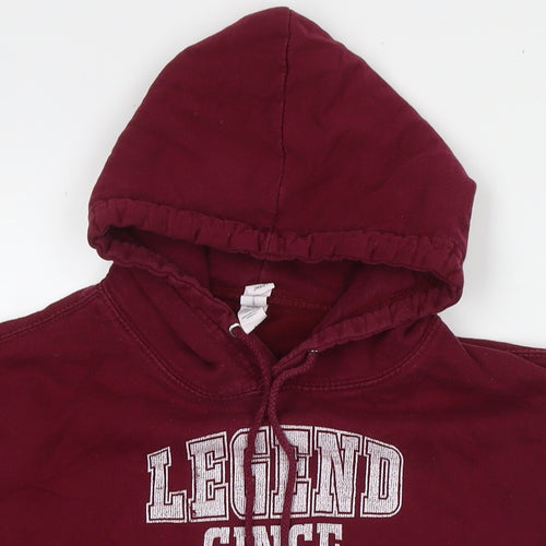 Legend Mens Red Cotton Pullover Hoodie Size M - Logo