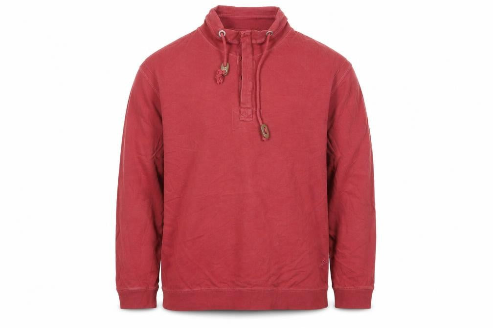 Front view of William&Brown men’s red cotton pullover sweatshirt, size XL